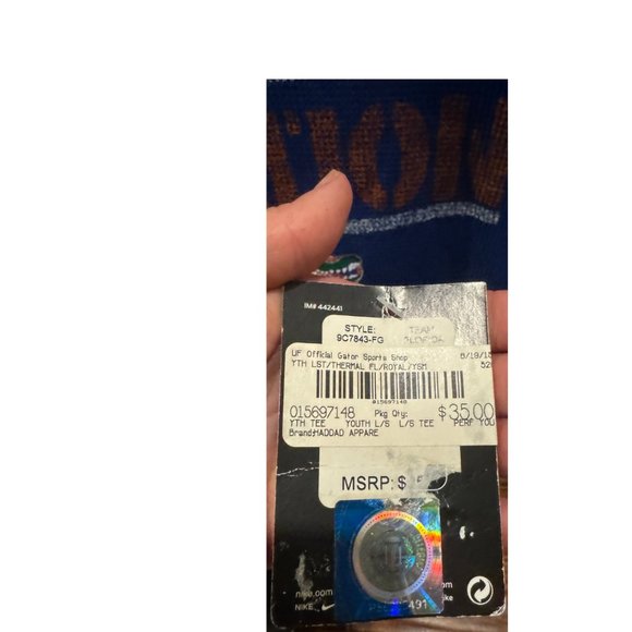 Nike "Gator Nation" long sleeve waffle Yth Small tee Royal - NWT - Picture 5 of 5